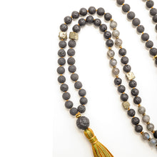 Load image into Gallery viewer, NISYROS MALA: Pyrite, Labradorite, Black Lava, Gold Hematite