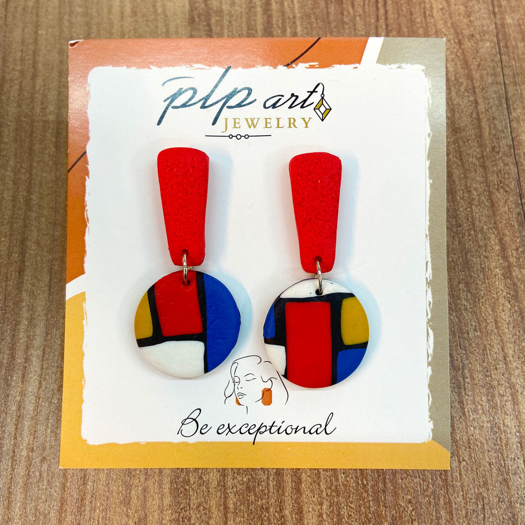 Mondrian-style Polymer Clay Earrings