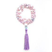 Load image into Gallery viewer, Love Love Love MAUVE MALA: Aqua Crystal, White Onyx, Rose Quartz, Beryl
