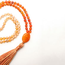 Φόρτωση εικόνας στο εργαλείο προβολής Συλλογής, ULURU MALA: Orange Agate knotted mala with 2-coloured Cotton thread &amp; tassel
