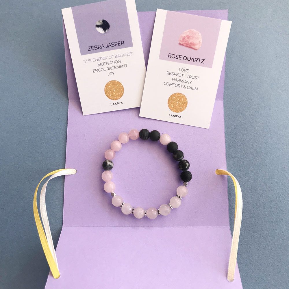 Love Love Love Bracelet: Ροζ Χαλαζίας και Zebra Jasper
